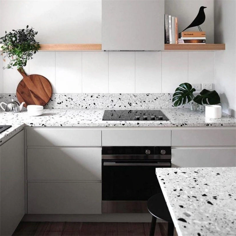 Interior Design White Glass Chips Terrazzo Stone Grey